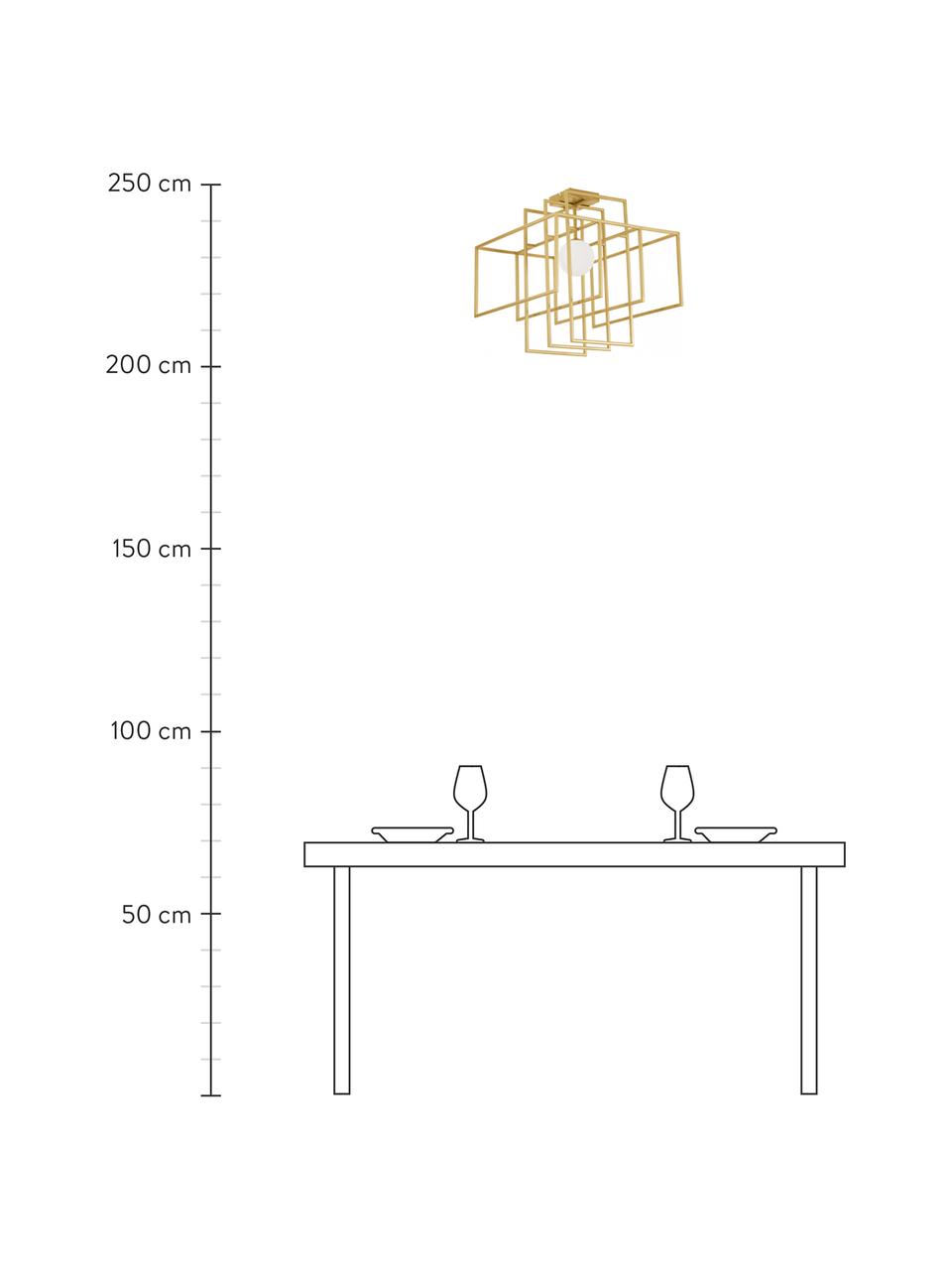 Design Deckenleuchte Rubic mit Glasschirm, Lampenschirm: Glas, Baldachin: Metall, pulverbeschichtet, Gold, B 40 x H 43 cm