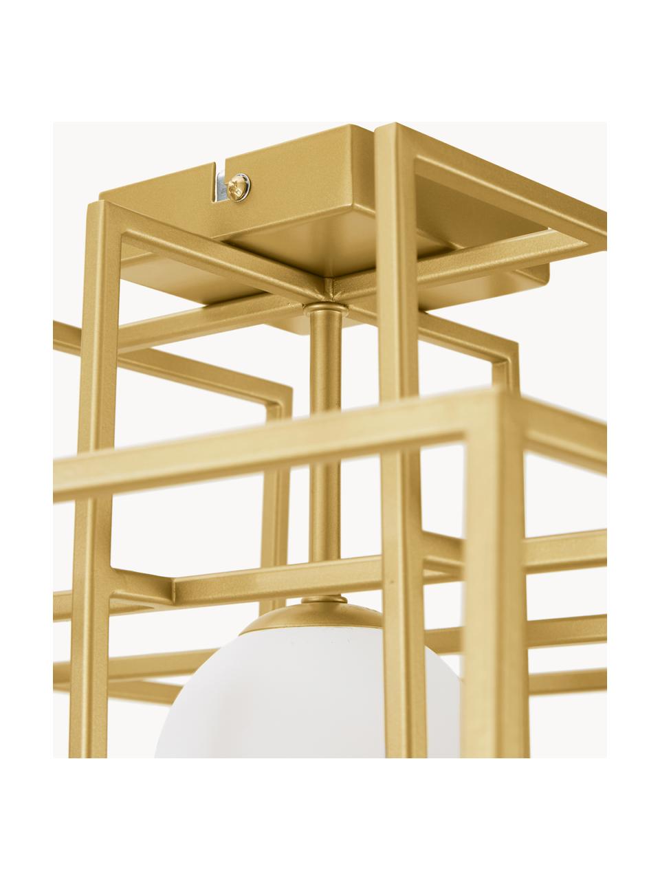 Dizajnová stropná lampa so skleneným tienidlom Rubic, Odtiene zlatej, Š 40 x V 38 cm