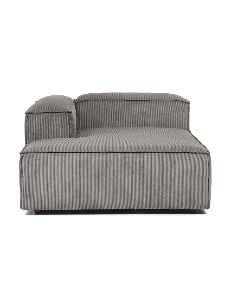 Chaise longue hoekmodule Lennon van corduroy, Bekleding: corduroy (92% polyester, , Frame: massief grenenhout, multi, Poten: kunststof, Corduroy grijs, B 119 x D 180 cm, hoekdeel links