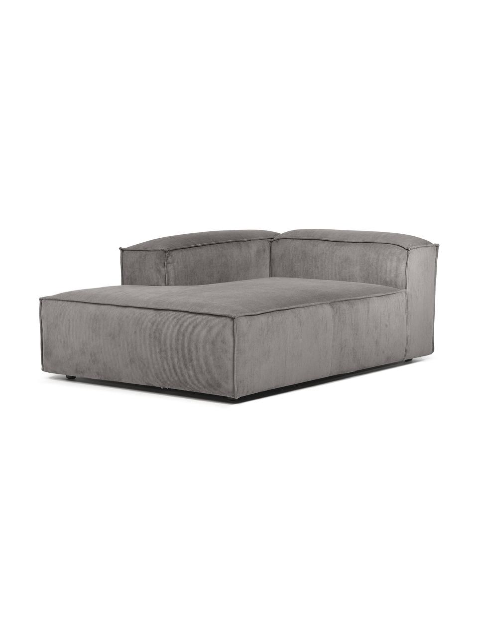 Ottomane-Eckmodul Lennon aus Cord, Bezug: Cord (92 % Polyester, 8 %, Gestell: Massives Holz, Sperrholz, Füße: Kunststoff, Cord Grau, B 119 x T 180 cm, Eckteil links