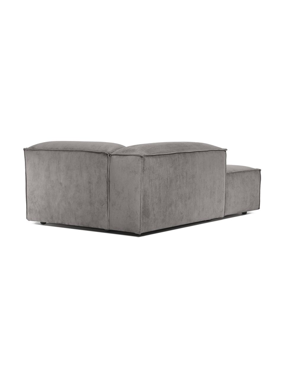 Diván modular de pana Lennon, Tapizado: pana (92% poliéster, 8% p, Estructura: madera de pino maciza, ma, Patas: plástico, Pana gris, An 119 x F 180 cm, chaise longue izquierda
