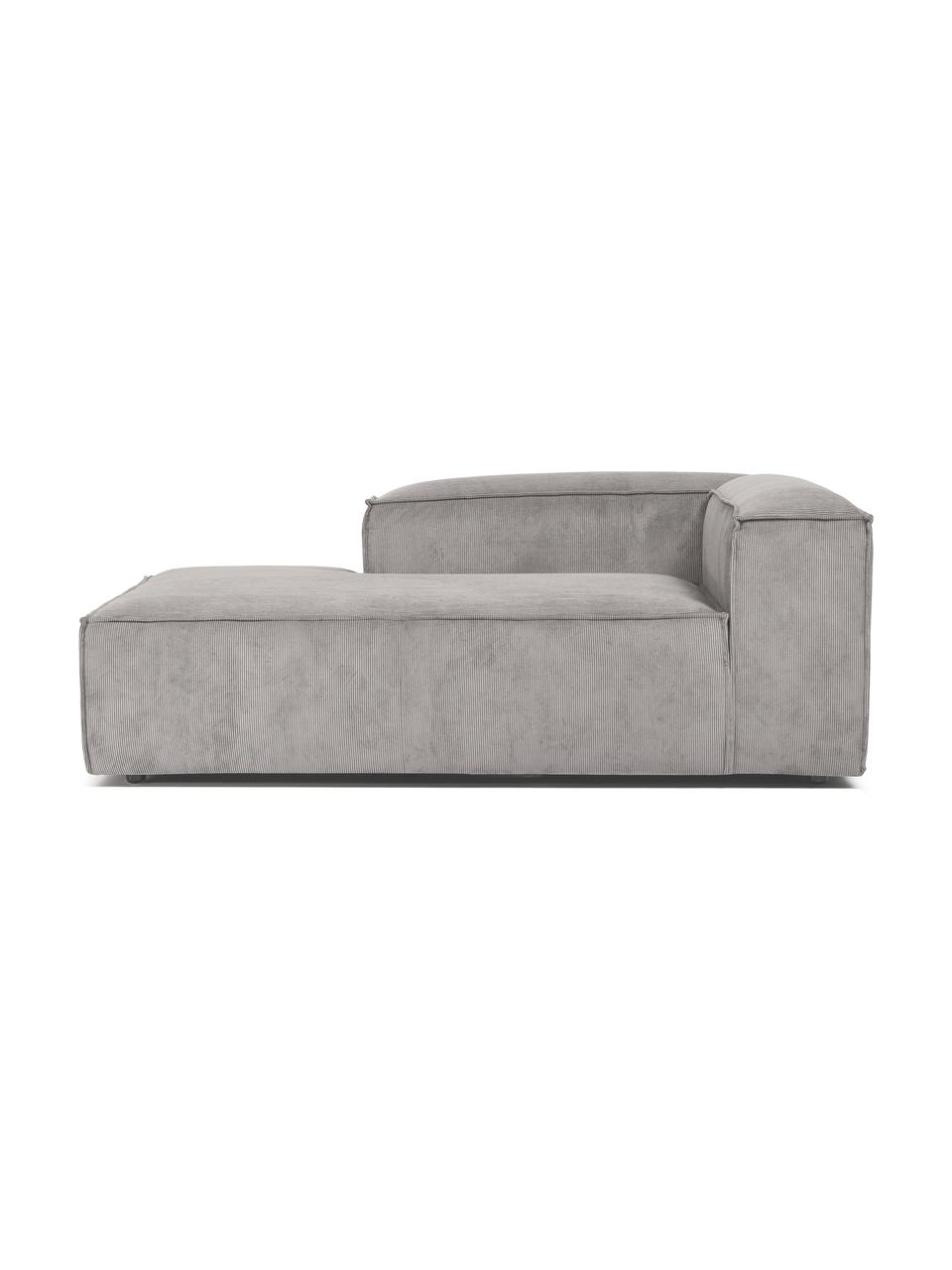 Diván modular de pana Lennon, Tapizado: pana (92% poliéster, 8% p, Estructura: madera maciza, madera con, Patas: plástico, Pana gris, An 119 x F 180 cm, chaise longue izquierda