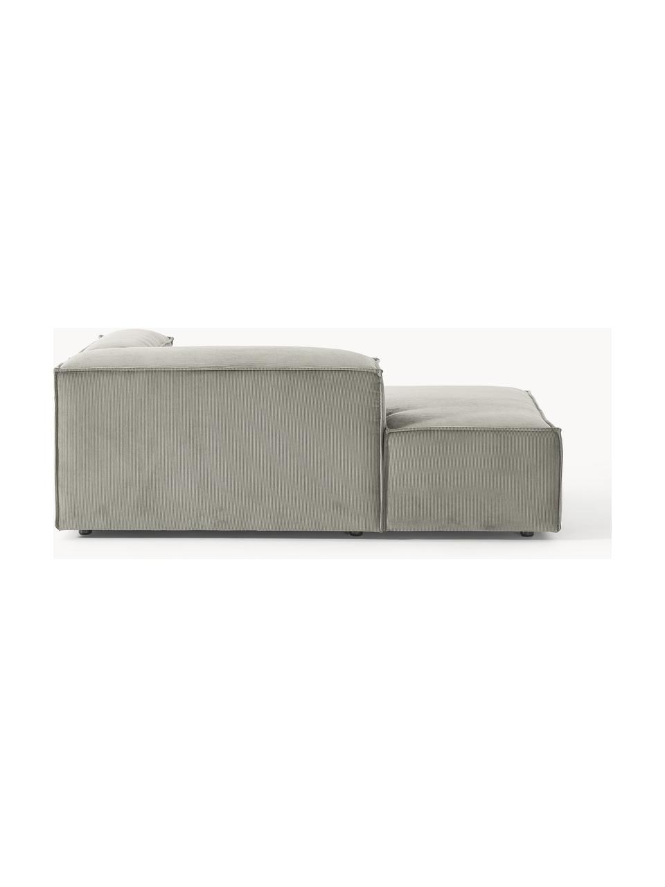 Chaise longue hoekmodule Lennon van corduroy, Bekleding: corduroy (92% polyester, , Frame: massief grenenhout, multi, Poten: kunststof Dit product is , Corduroy grijs, B 119 x D 180 cm, hoekdeel links