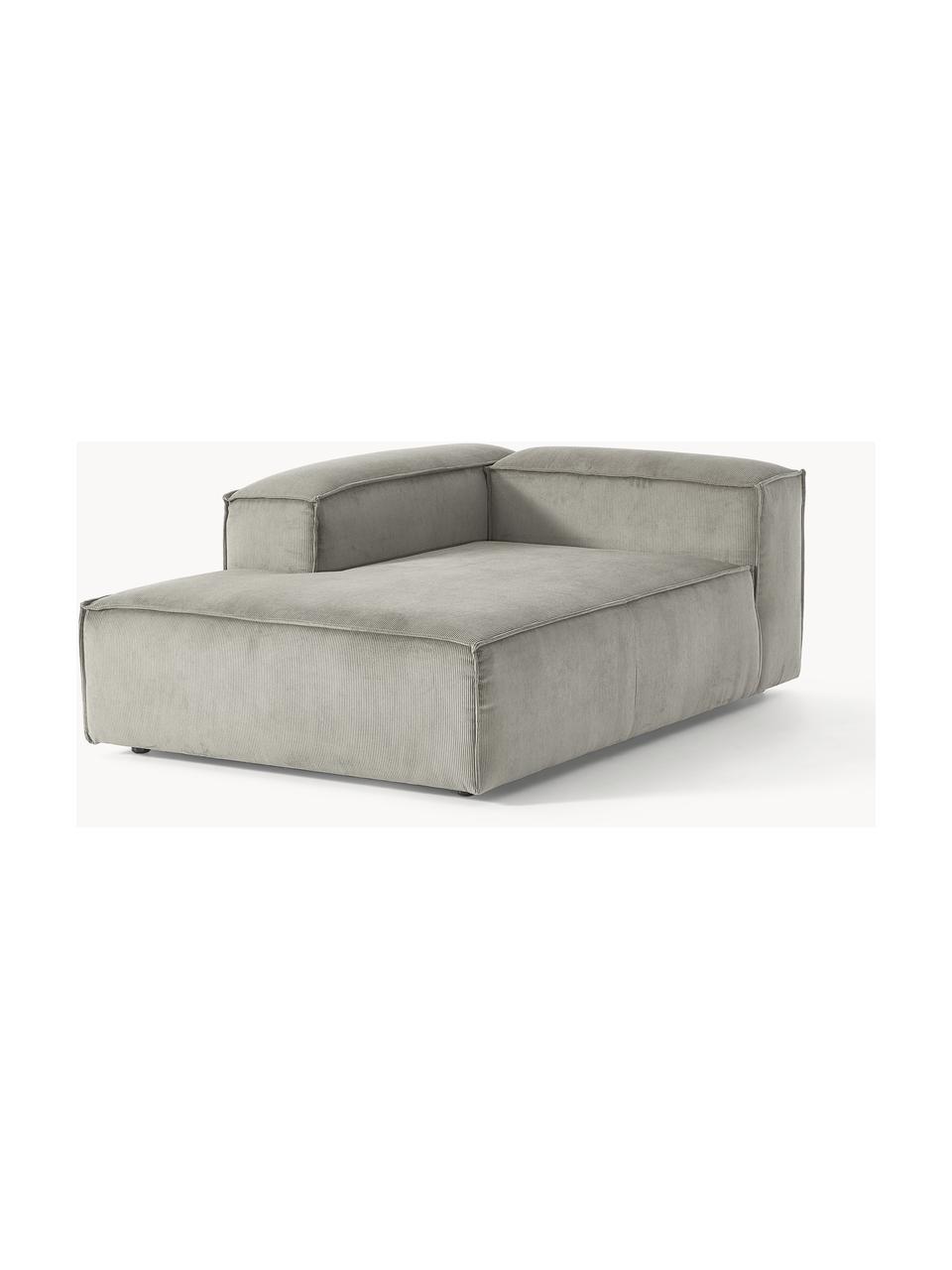 Diván modular de pana Lennon, Tapizado: pana (92% poliéster, 8% p, Estructura: madera de pino y abeto ma, Patas: plástico. Este producto e, Pana gris, An 119 x F 180 cm, chaise longue izquierda