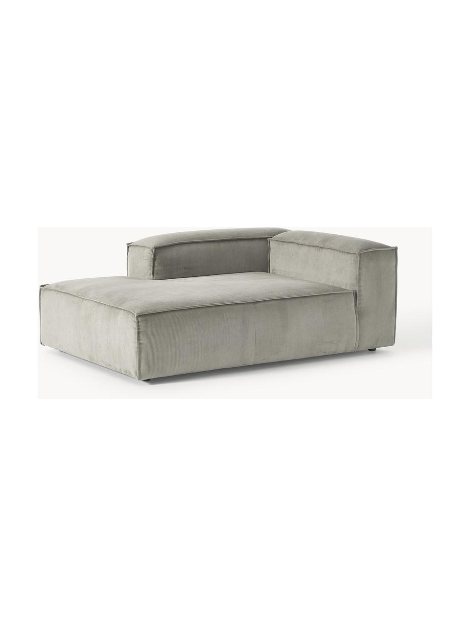 Chaise longue hoekmodule Lennon van corduroy, Bekleding: corduroy (92% polyester, , Frame: massief grenenhout, multi, Poten: kunststof Dit product is , Corduroy grijs, B 119 x D 180 cm, hoekdeel links