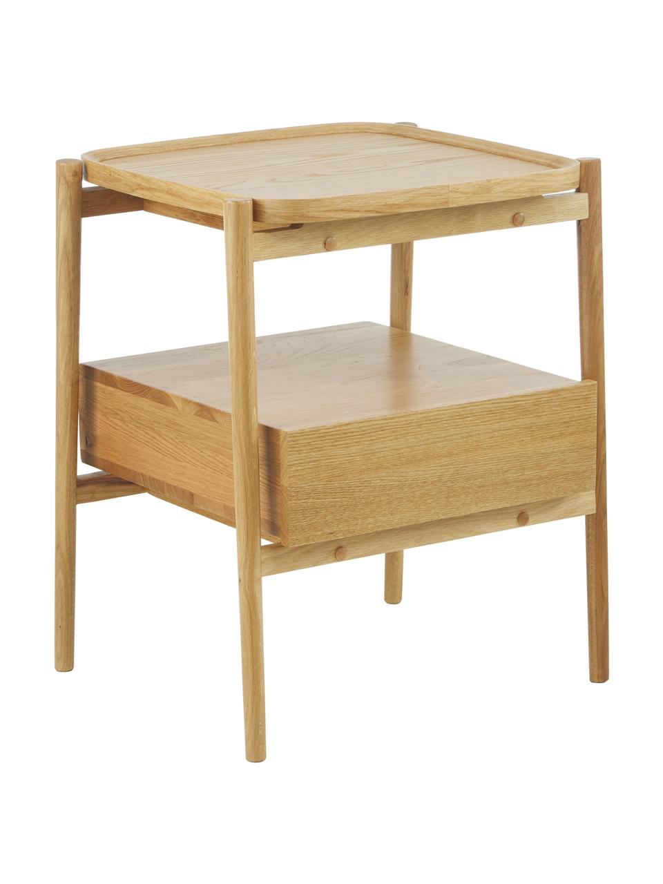 Mesita de noche de roble Libby, Estante: tablero de fibras de dens, Roble, An 49 x Al 60 cm