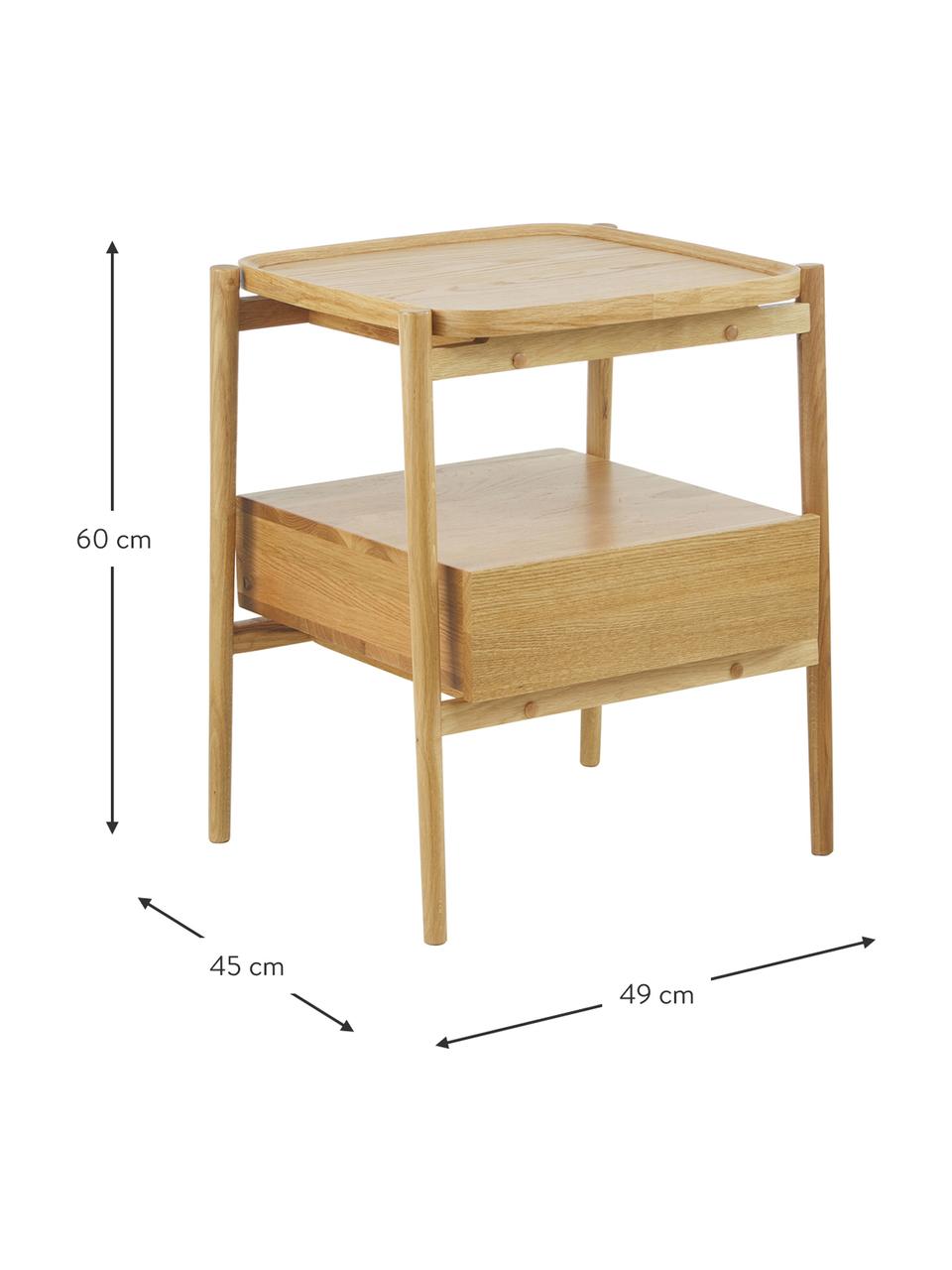 Mesita de noche de roble Libby, Estante: tablero de fibras de dens, Roble, An 49 x Al 60 cm