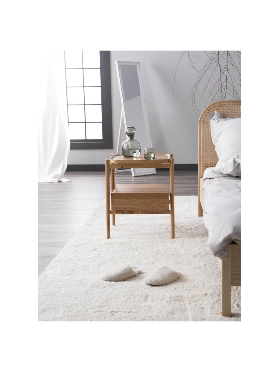 Nachtkastje Libby van eikenhout, Plank: eikenhoutfineer met MDF, Lichtbruin, B 49 cm x H 60 cm
