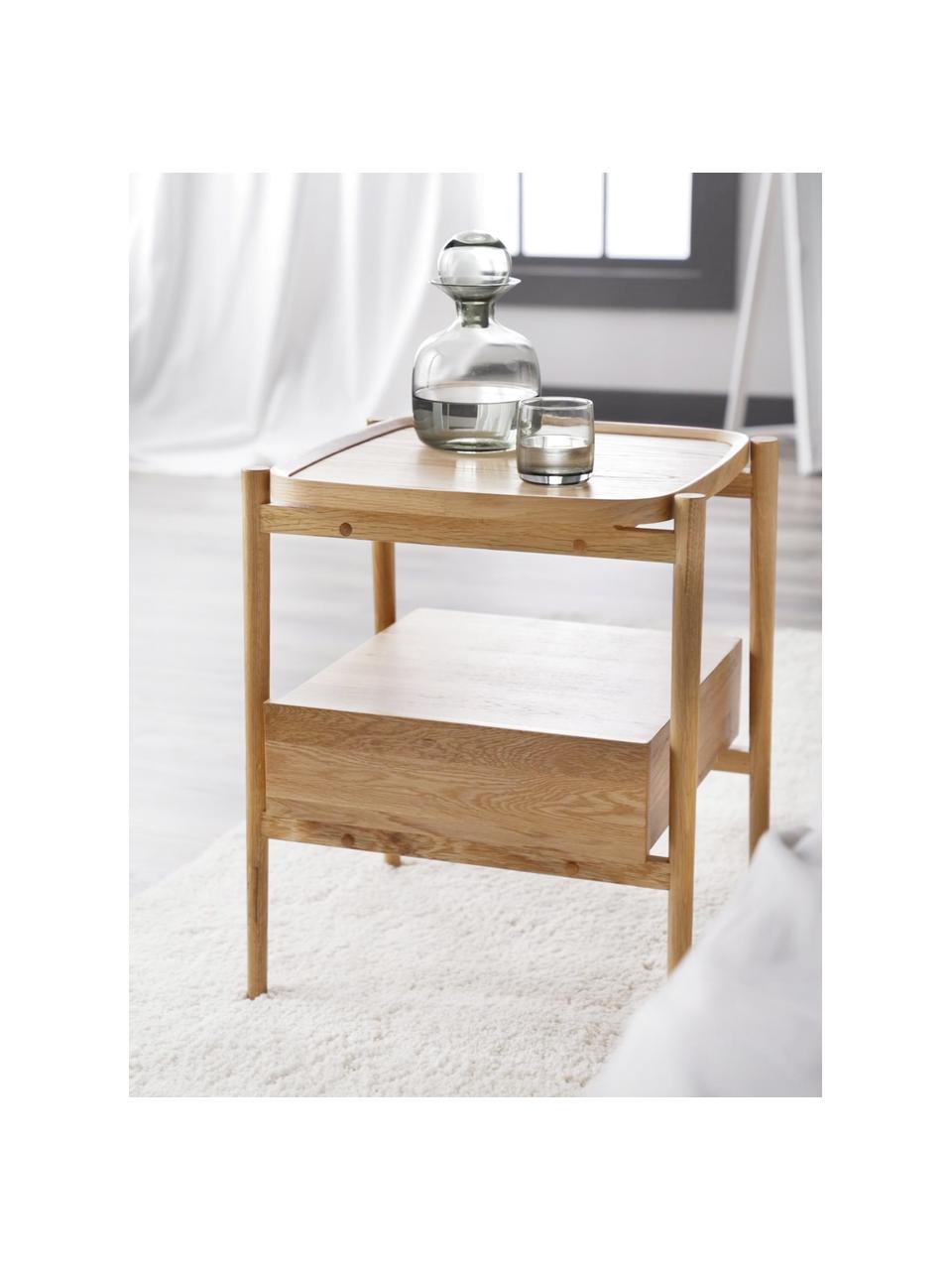 Mesita de noche de roble Libby, Estante: tablero de fibras de dens, Roble, An 49 x Al 60 cm