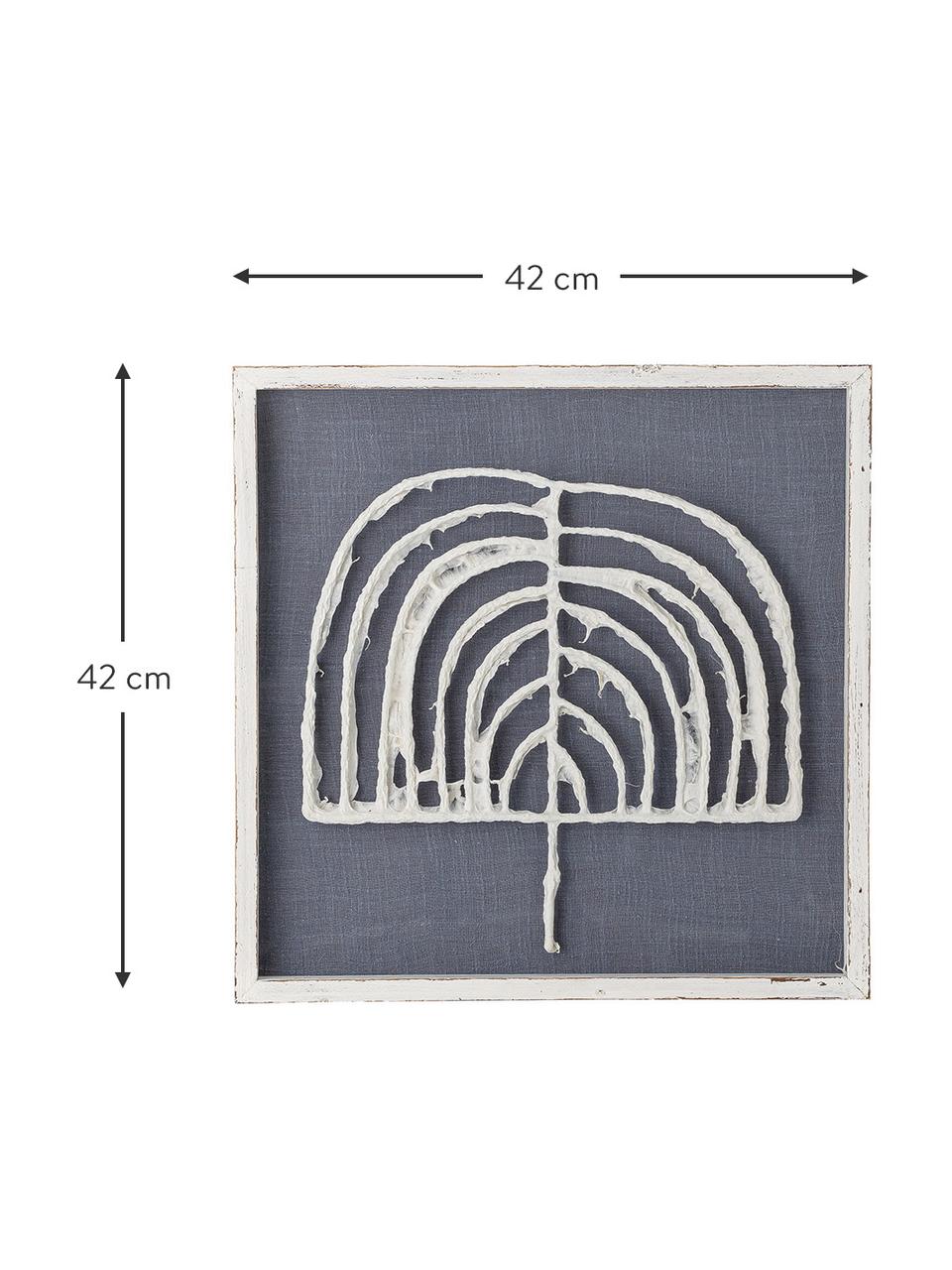 Set 2 oggetti da parete Abia, Pannello di fibra a media densità (MDF), carta, legno di abete, Grigio, bianco, Larg. 42 x Alt. 42 cm