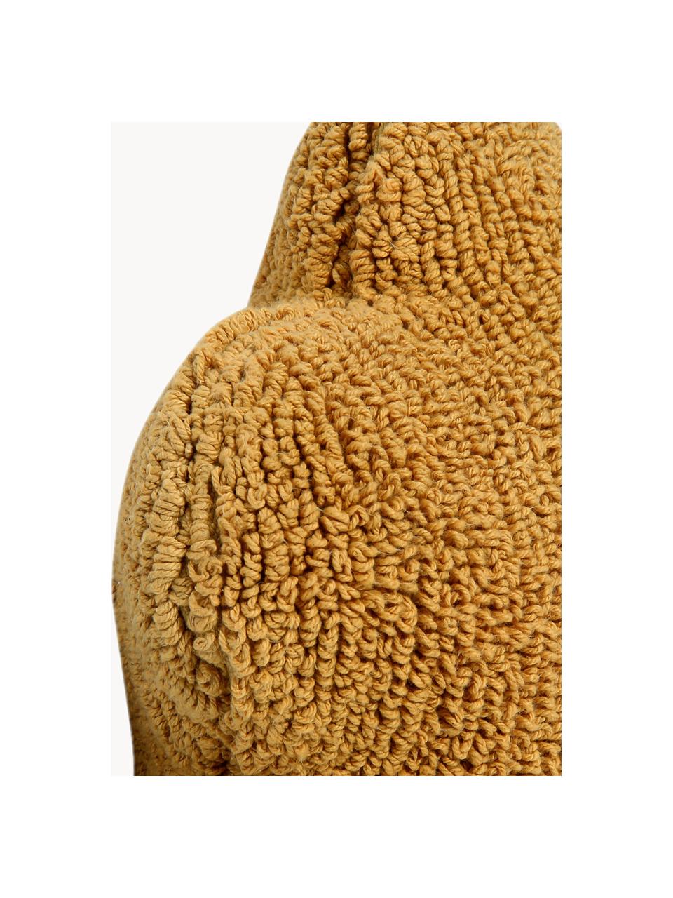 Coussin moelleux en coton fait à la main Cloud, Jaune moutarde, larg. 52 x long. 42 cm