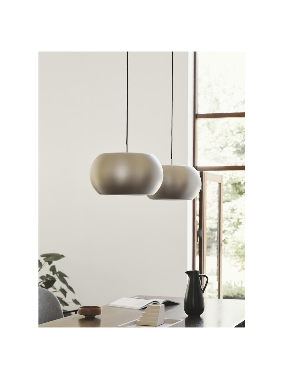 Lámpara de techo de diseño BF, Pantalla: metal satinado, Cable: cubierto en tela, Gris, Ø 28 x Al 16 cm