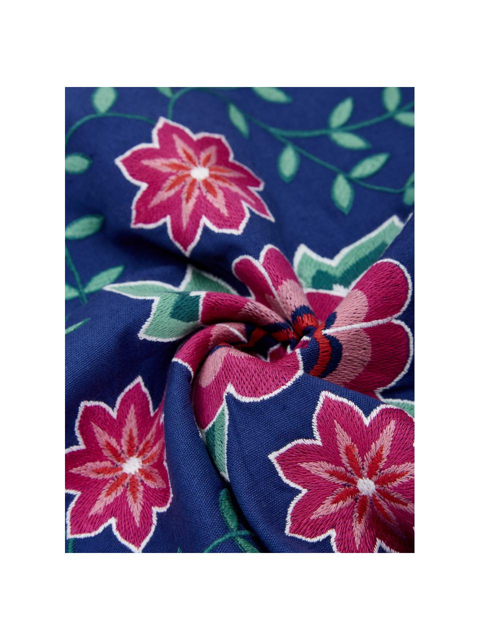 Katoenen kussenhoes Lore met geborduurd bloemmotief, 100% katoen, Multicolour, B 45 x L 45 cm