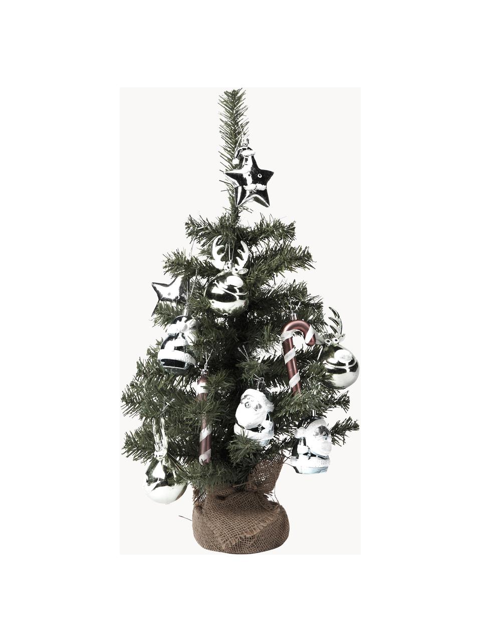 Künstlicher Weihnachtsbaum Imperial, 11er-Set, Kunststoff, Grün, Silberfarben, Rot, Weiß, Ø 35 x H 60 cm