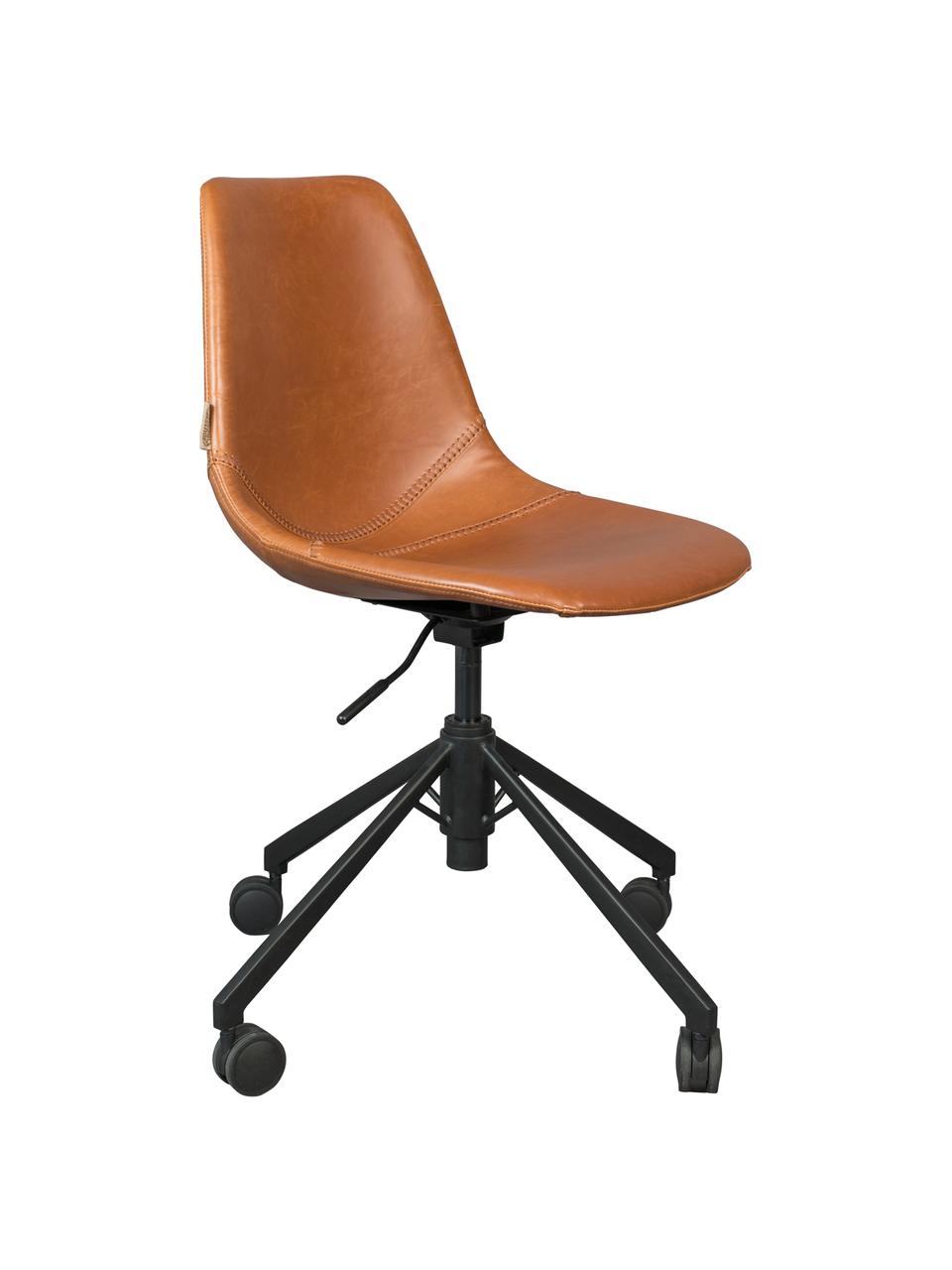 Krzesło biurowe ze sztucznej skóry Franky, obrotowe, Tapicerka: sztuczna skóra (poliureta, Nogi: metal malowany proszkowo, Brązowy, S 68 x G 68 cm