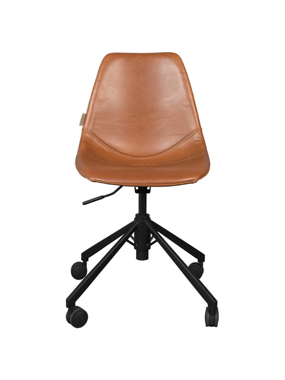 Kancelářská otočná židle z imitace kůže Franky, výškově nastavitelná, Hnědá
