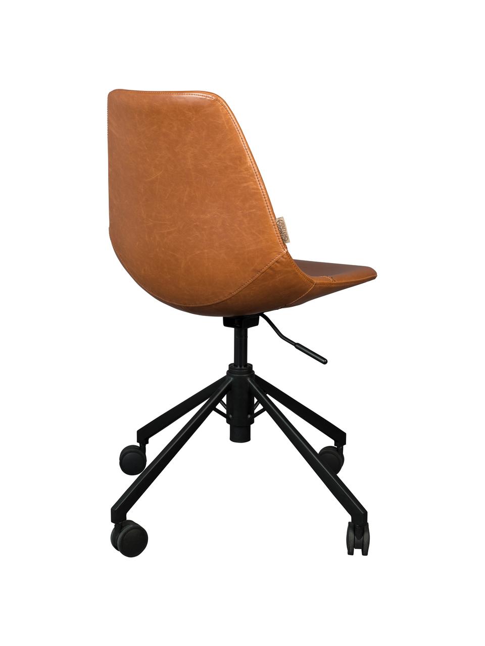 Chaise de bureau en cuir synthétique à hauteur ajustable Franky, Brun