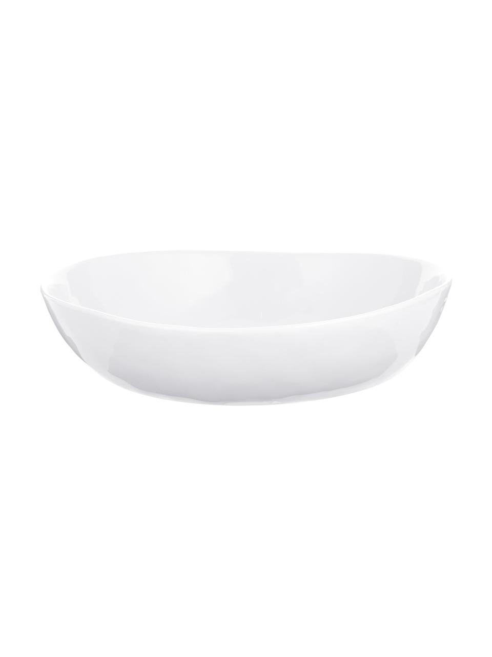 Ciotola da zuppa o bowl Porcelino con superficie irregolare 4 pz, Porcellana, volutamente irregolare, Bianco, Lung. 17 x Larg. 16 cm