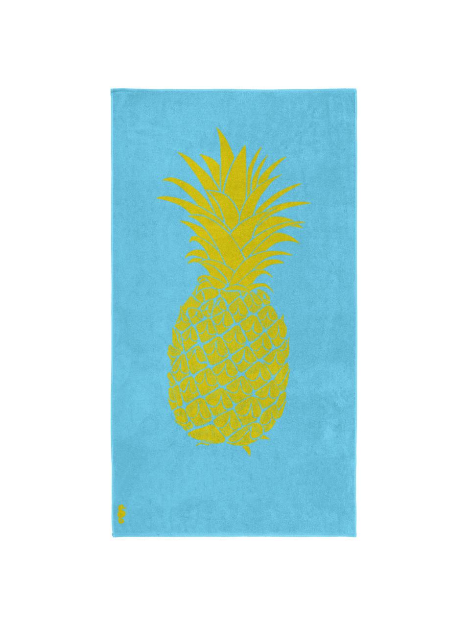 Plážová osuška Ananas, Světle modrá, žlutá