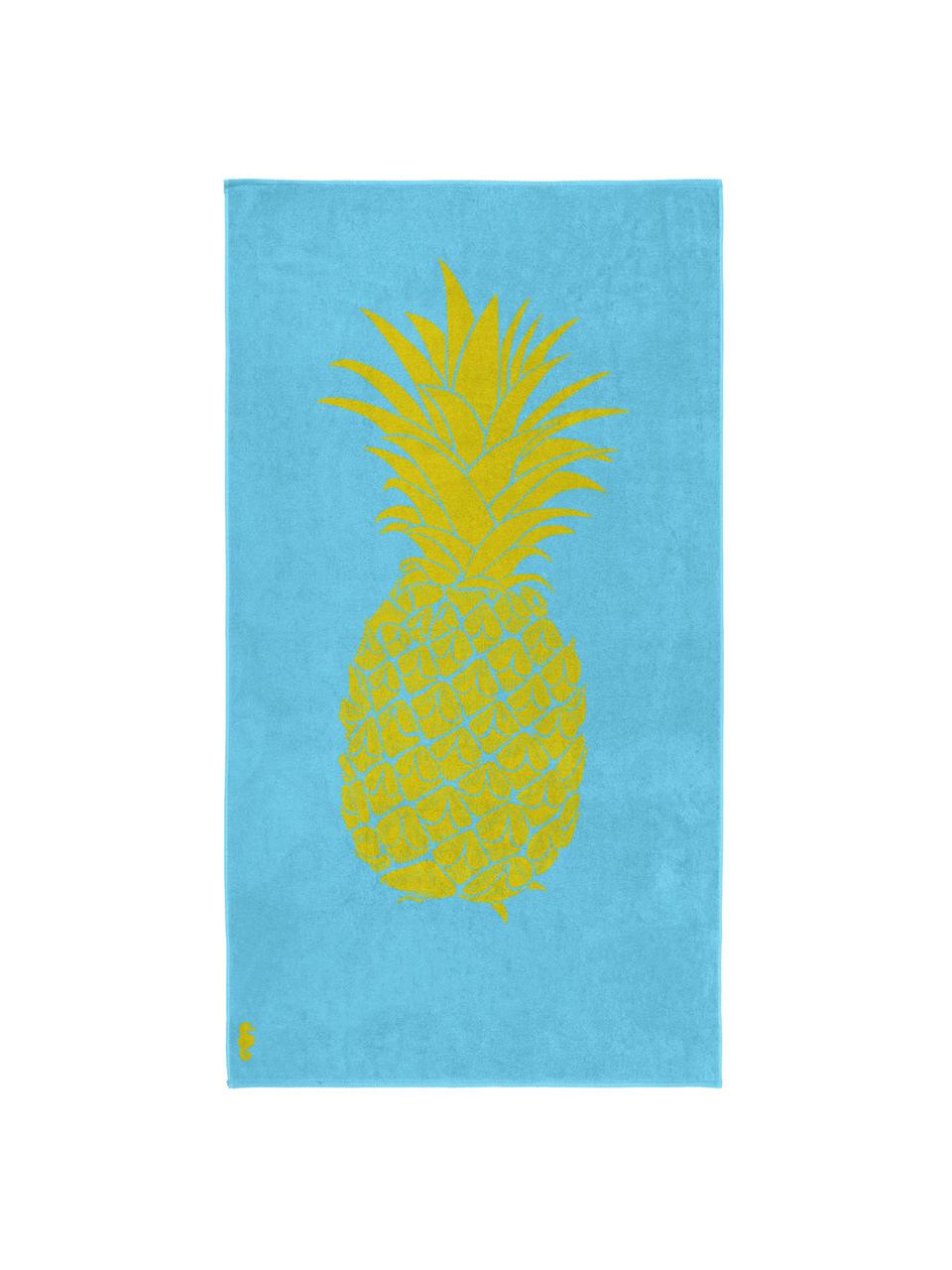 Serviette de plage Ananas, Bleu ciel, jaune