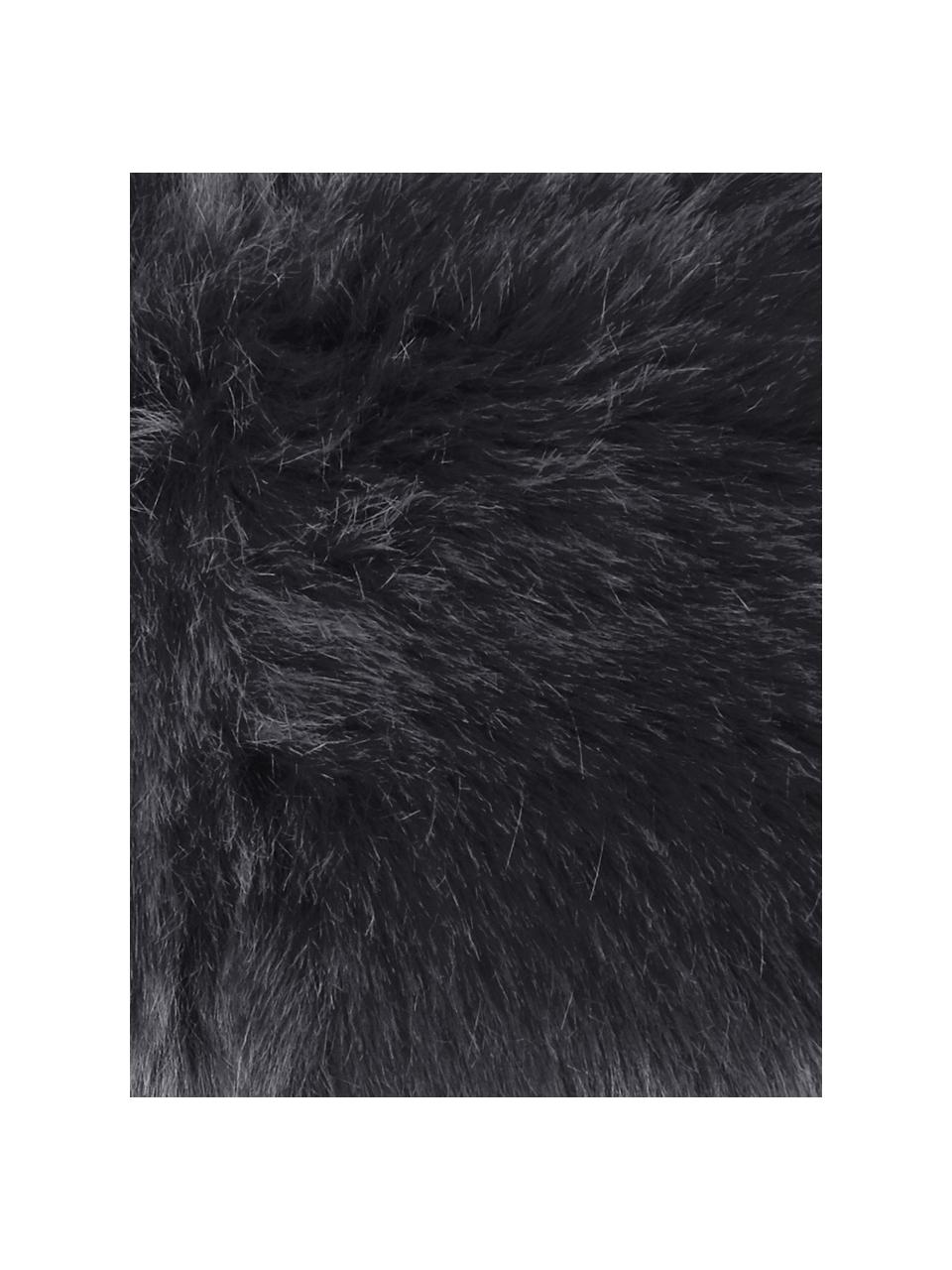 Federa arredo in ecopelliccia color grigio scuro Mathilde, Retro: 100% poliestere, Grigio scuro, Larg. 30 x Lung. 50 cm