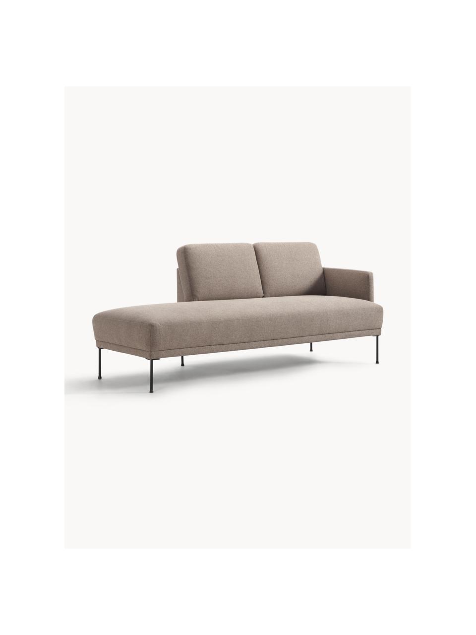 Chaise longue Fluente, Bekleding: 100% polyester Met 115.00, Frame: massief grenenhout, Poten: gepoedercoat metaal Dit p, Geweven stof nougat, B 202 x D 85 cm, rugleuning links