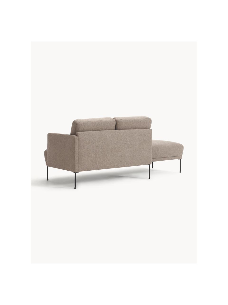 Chaise longue Fluente, Bekleding: 100% polyester Met 115.00, Frame: massief grenenhout, Poten: gepoedercoat metaal Dit p, Geweven stof nougat, B 202 x D 85 cm, rugleuning links