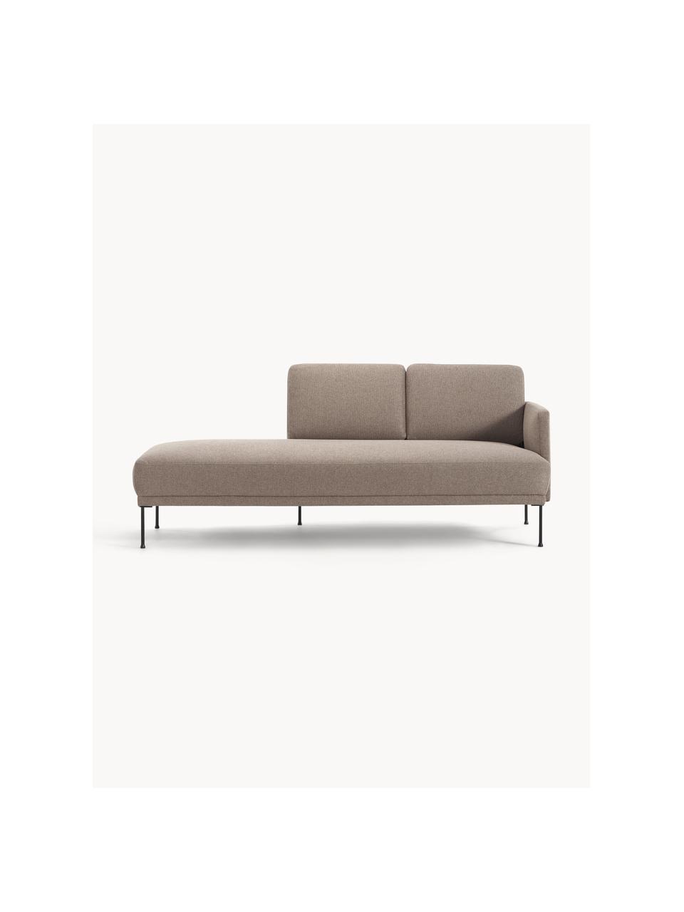 Chaise longue Fluente, Bekleding: 100% polyester Met 115.00, Frame: massief grenenhout, Poten: gepoedercoat metaal Dit p, Geweven stof nougat, B 202 x D 85 cm, rugleuning links