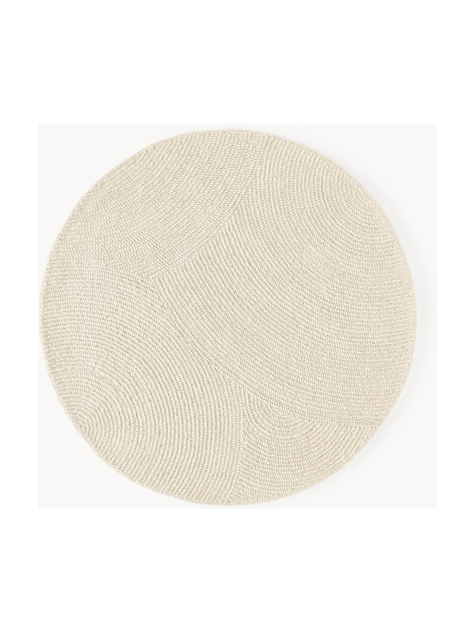 Tapis rond en laine tufté main Eleni, 100 % laine, certifiée RWS

Les tapis en laine peuvent perdre des fibres lors des premières semaines et des peluches peuvent se former, ce phénomène est naturel et diminue à mesure de votre usage et du temps, Blanc cassé, Ø 120 cm (taille S)