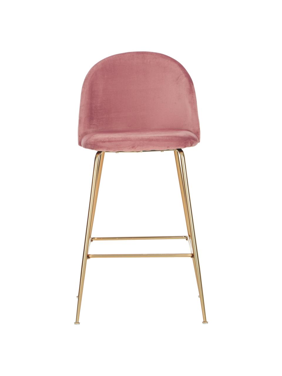 Tabouret de bar en velours Lausanne, 2 pièces, Rose, couleur laitonnée