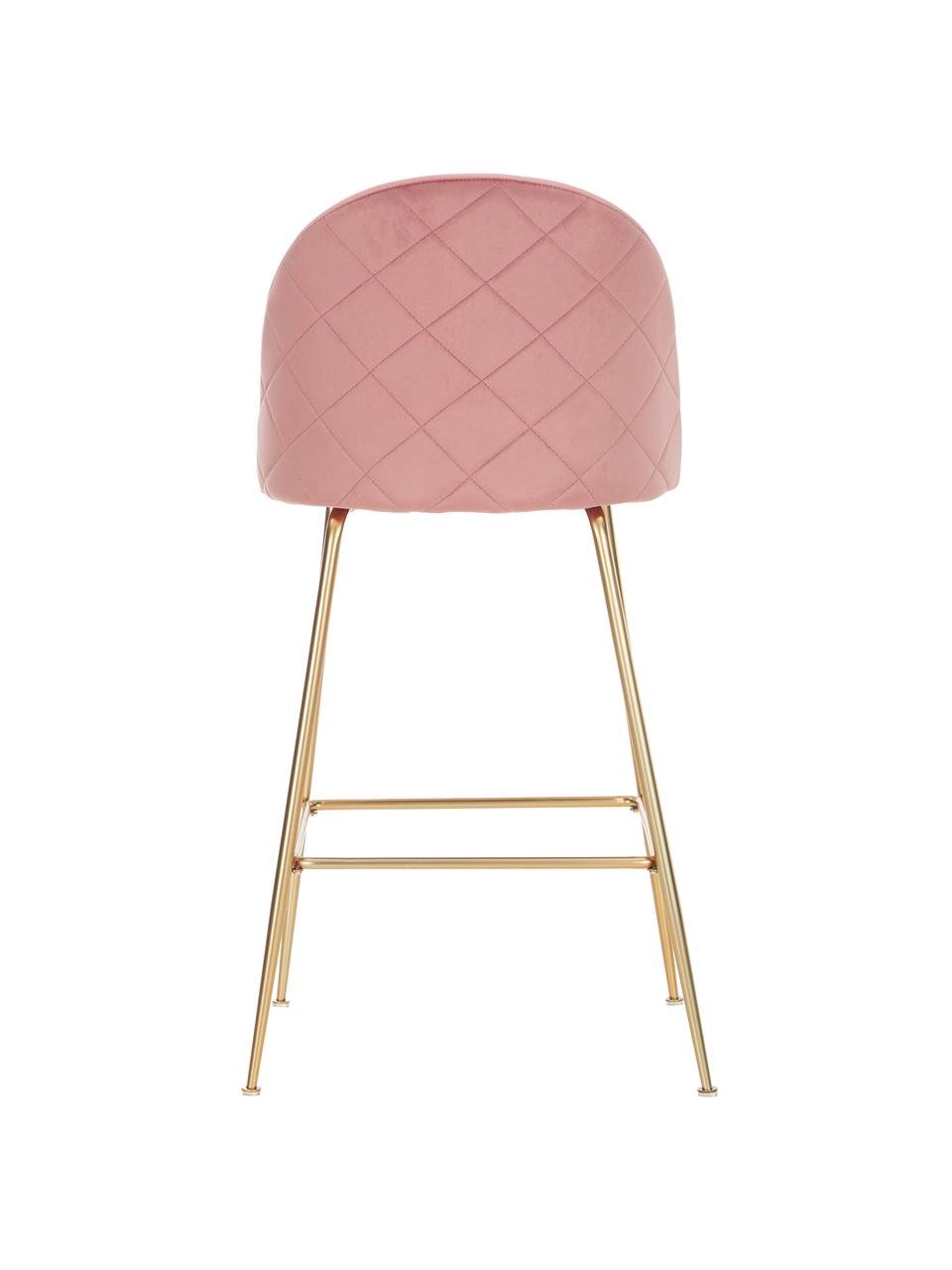 Tabouret de bar en velours Lausanne, 2 pièces, Rose, couleur laitonnée