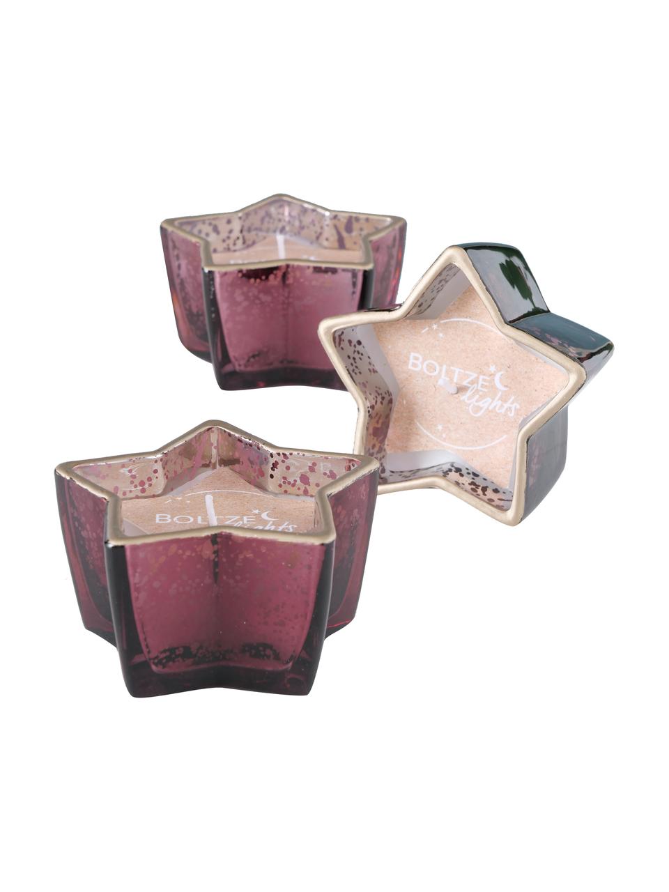 Set 3 candele decorative in contenitori di vetro Delisa, Contenitore: vetro, Rosa scuro, Larg. 10 x Alt. 6 cm