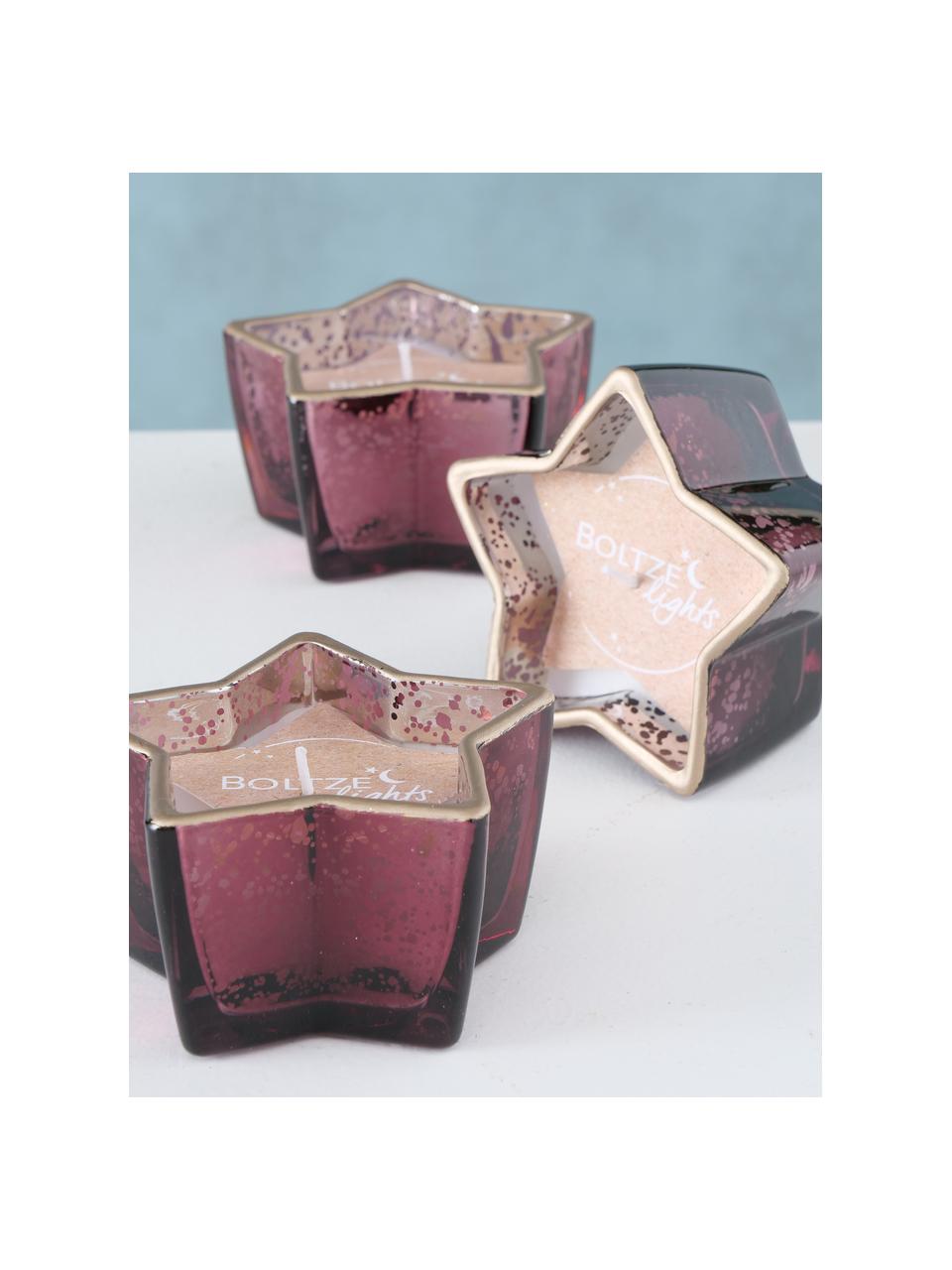 Set 3 candele decorative in contenitori di vetro Delisa, Contenitore: vetro, Rosa scuro, Larg. 10 x Alt. 6 cm