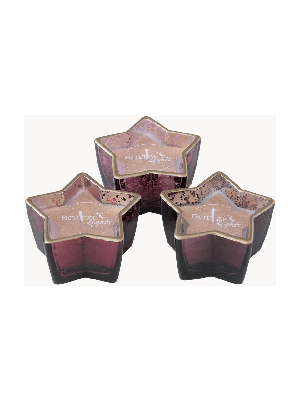 Decoratieve kaarsenset Delisa in glazen potjes, set van 3, Donkerroze, B 10 x H 6 cm