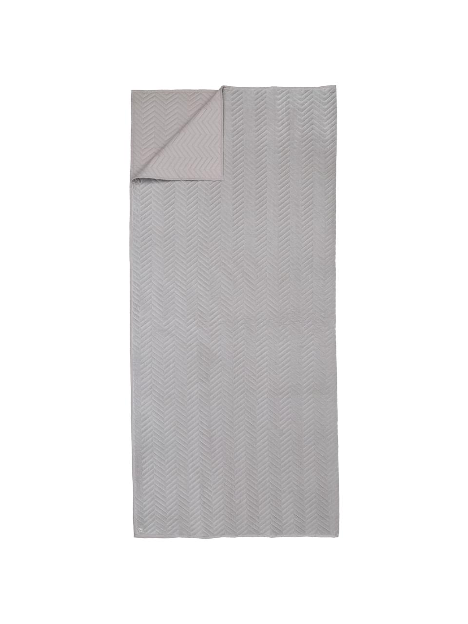 Narzuta z aksamitu Chevron, Aksamit bawełniany, Beżowoszary, S 240 x D 260 cm