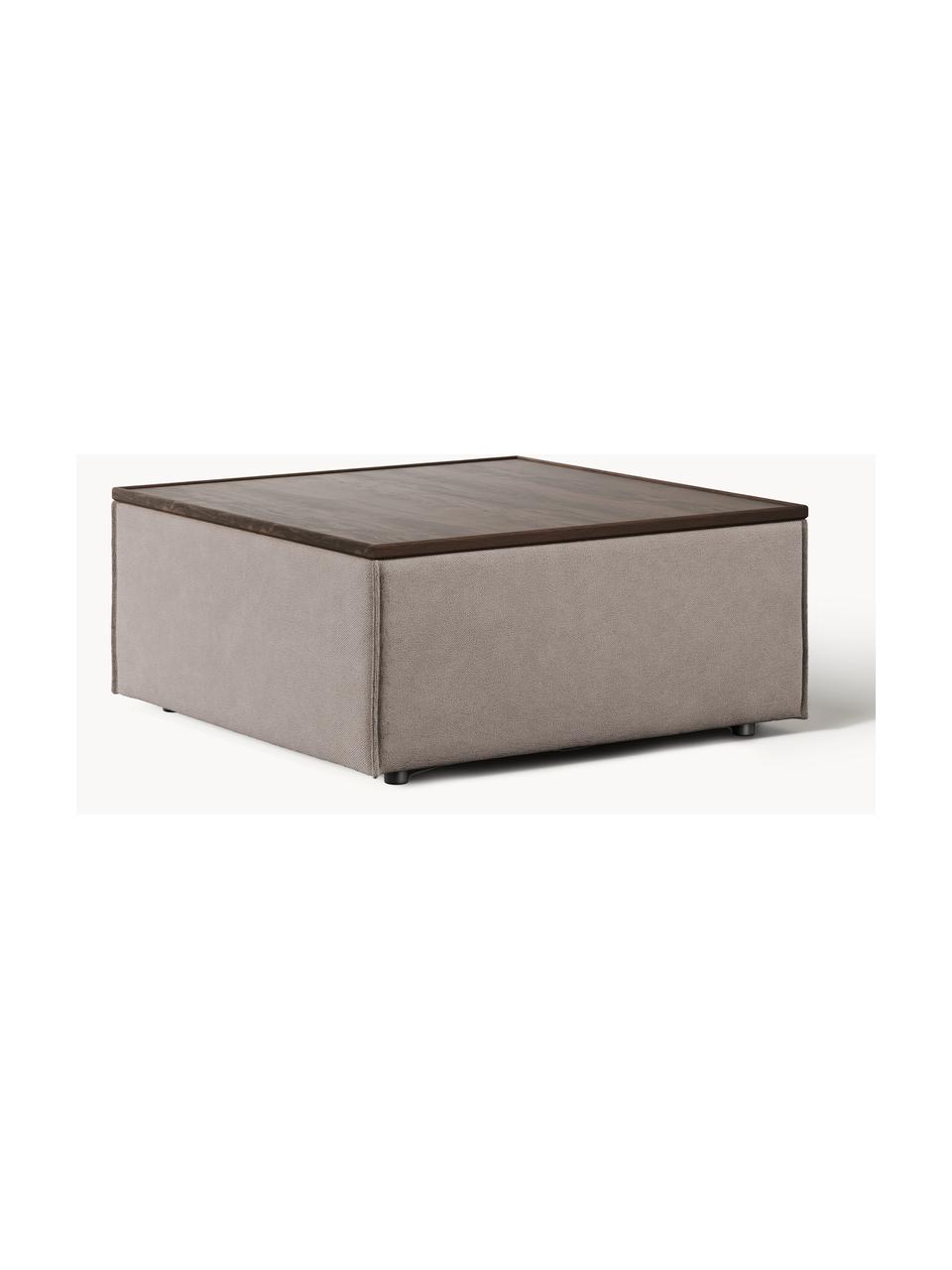 Sofa-Hocker Lennon mit Stauraum, Bezug: 100 % Polyester Der strap, Tablett: Eichenholz, Spannplatte m, Gestell: Spanplatte, mitteldichte , Webstoff Taupe, dunkles Eichenholz, B 88 x T 88 cm