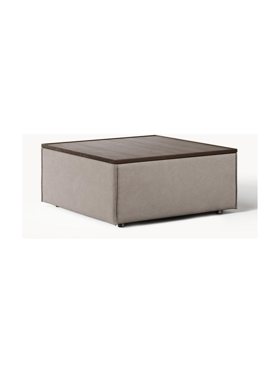 Sofa-Hocker Lennon mit Stauraum, Bezug: 100 % Polyester Der strap, Tablett: Eichenholz, Spannplatte m, Gestell: Spanplatte, mitteldichte , Webstoff Taupe, dunkles Eichenholz, B 88 x T 88 cm