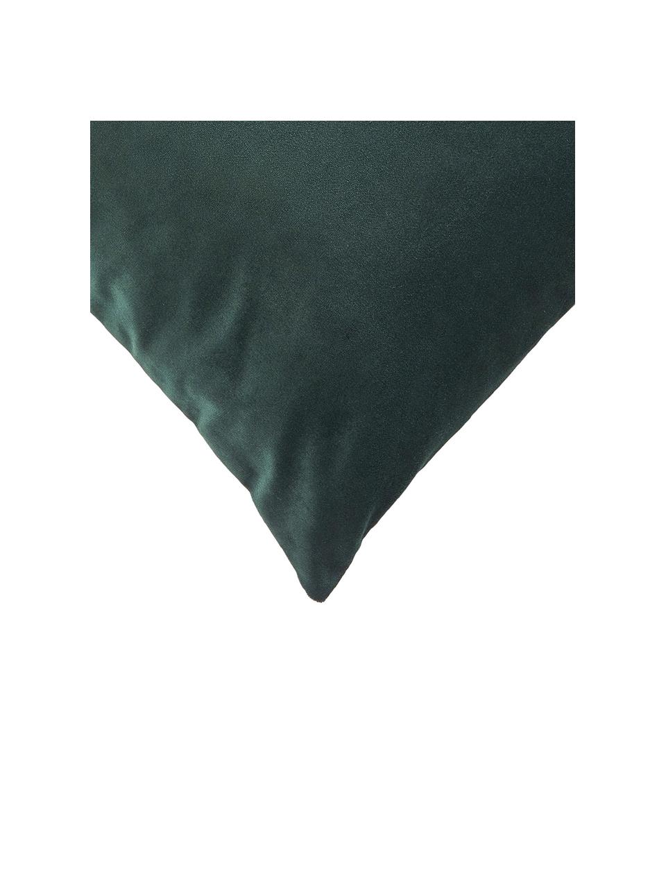 Fluwelen kussenhoezen Rush, 2 stuks, 100% gerecycled polyester, Donkergroen, B 45 x L 45 cm