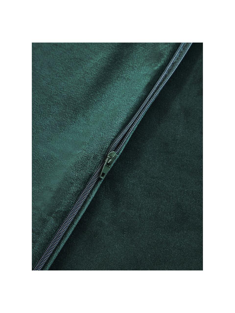 Fluwelen kussenhoezen Rush, 2 stuks, 100% gerecycled polyester, Donkergroen, B 45 x L 45 cm