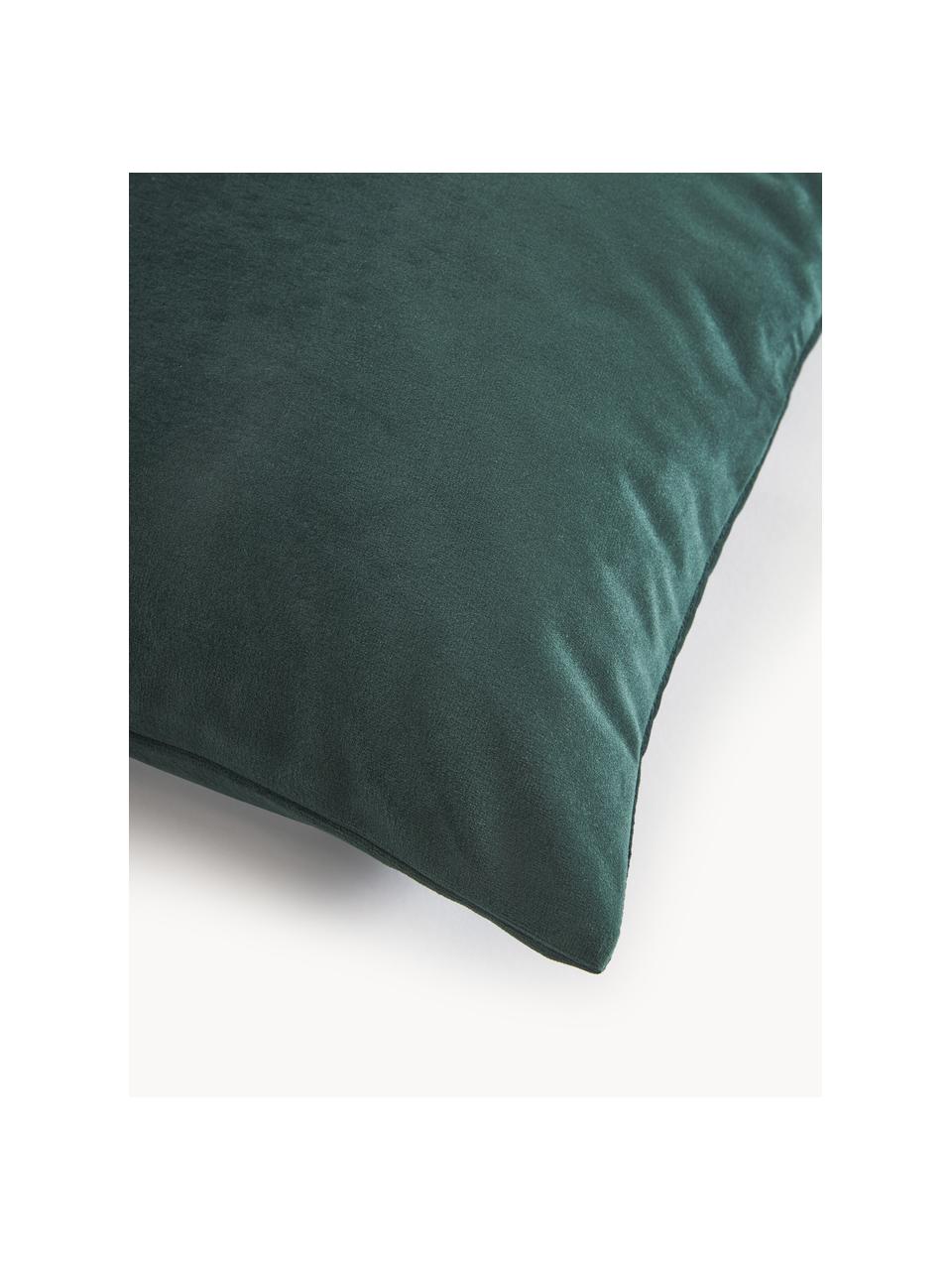 Sametové povlaky na polštáře Rush, 2 ks, 100 % polyester (recyklovaný), certifikace GRS, Tmavě zelená, Š 45 cm, D 45 cm