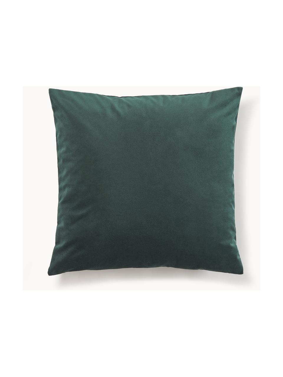 Housses de coussin 45x45 velours Rush, 2 pièces, 100% polyester (recyclé), certifié GRS, Vert foncé, larg. 45 x long. 45 cm