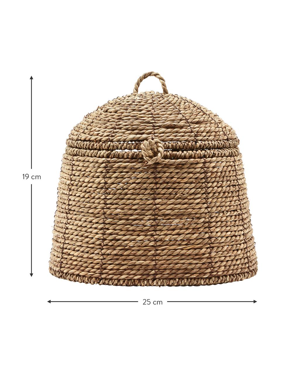 Opbergmand Rama uit zeewier met deksel, Mand: zeewier, Frame: metaal, Bruin, B 25 x H 19 cm