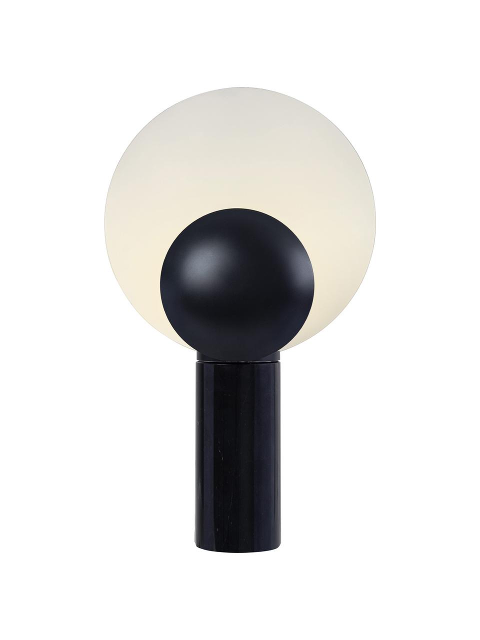 Tischlampe Cache mit Marmorfuß, Lampenschirm: Metall, beschichtet, Lampenfuß: Marmor, Schwarz, Ø 30 x H 49 cm