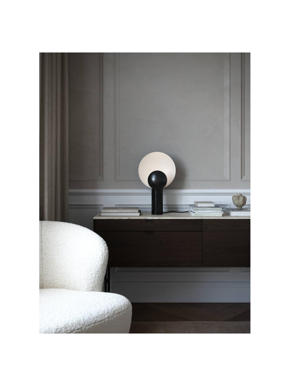 Tischlampe Cache mit Marmorfuss, Lampenschirm: Metall, beschichtet, Schwarz, marmoriert, Ø 30 x H 49 cm
