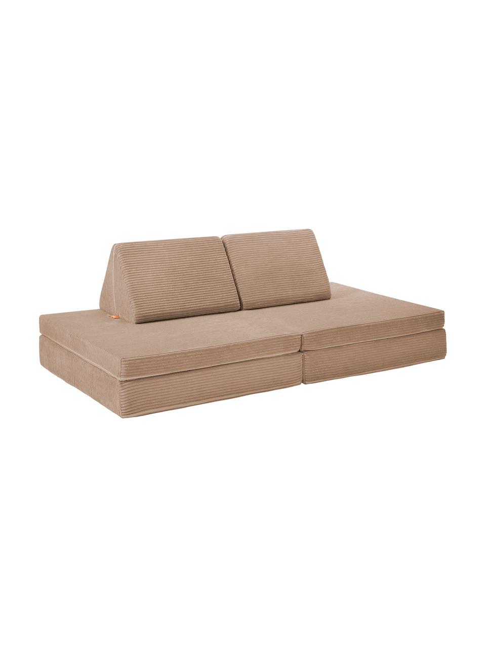 Sofá infantil moduar de juegos artesanal de pana Mila, Tapizado: pana (100 % poliéster), Pana beige, An 168 x F 84 cm