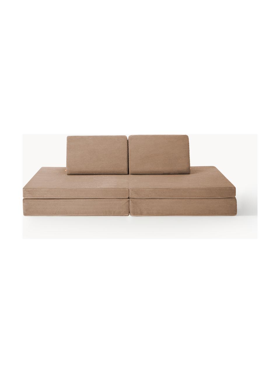 Divano letto componibile per bambini in velluto a coste fatto a mano Mila, Rivestimento: velluto a coste (100% pol, Velluto a coste beige, Larg. 168 x Prof. 84 cm