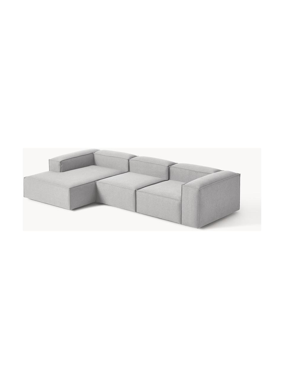 Modulares Ecksofa Lennon, Bezug: 100 % Polyester Der strap, Gestell: Massives Kiefernholz, Spe, Webstoff Grau, B 327 x T 180 cm, Eckteil links