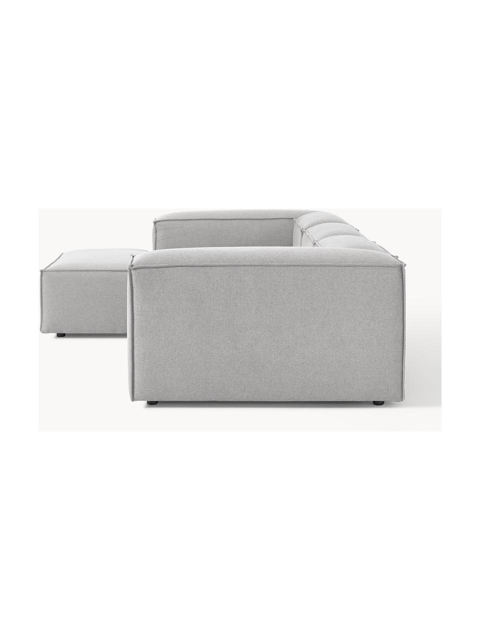 Canapé d'angle modulable Lennon, Tissu gris, larg. 327 x prof. 180 cm, méridienne à gauche