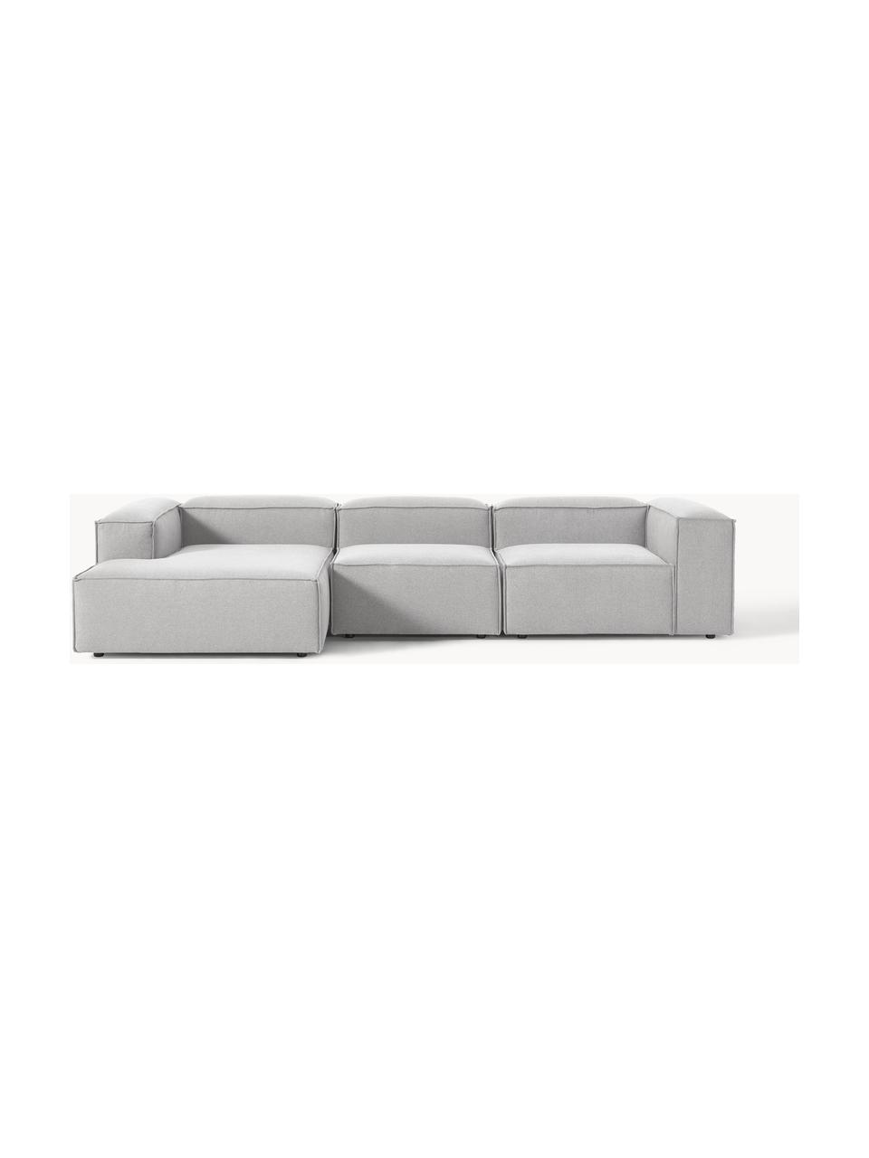 Modulares Ecksofa Lennon, Bezug: 100 % Polyester Der strap, Gestell: Massives Kiefernholz, Spe, Webstoff Grau, B 327 x T 180 cm, Eckteil links