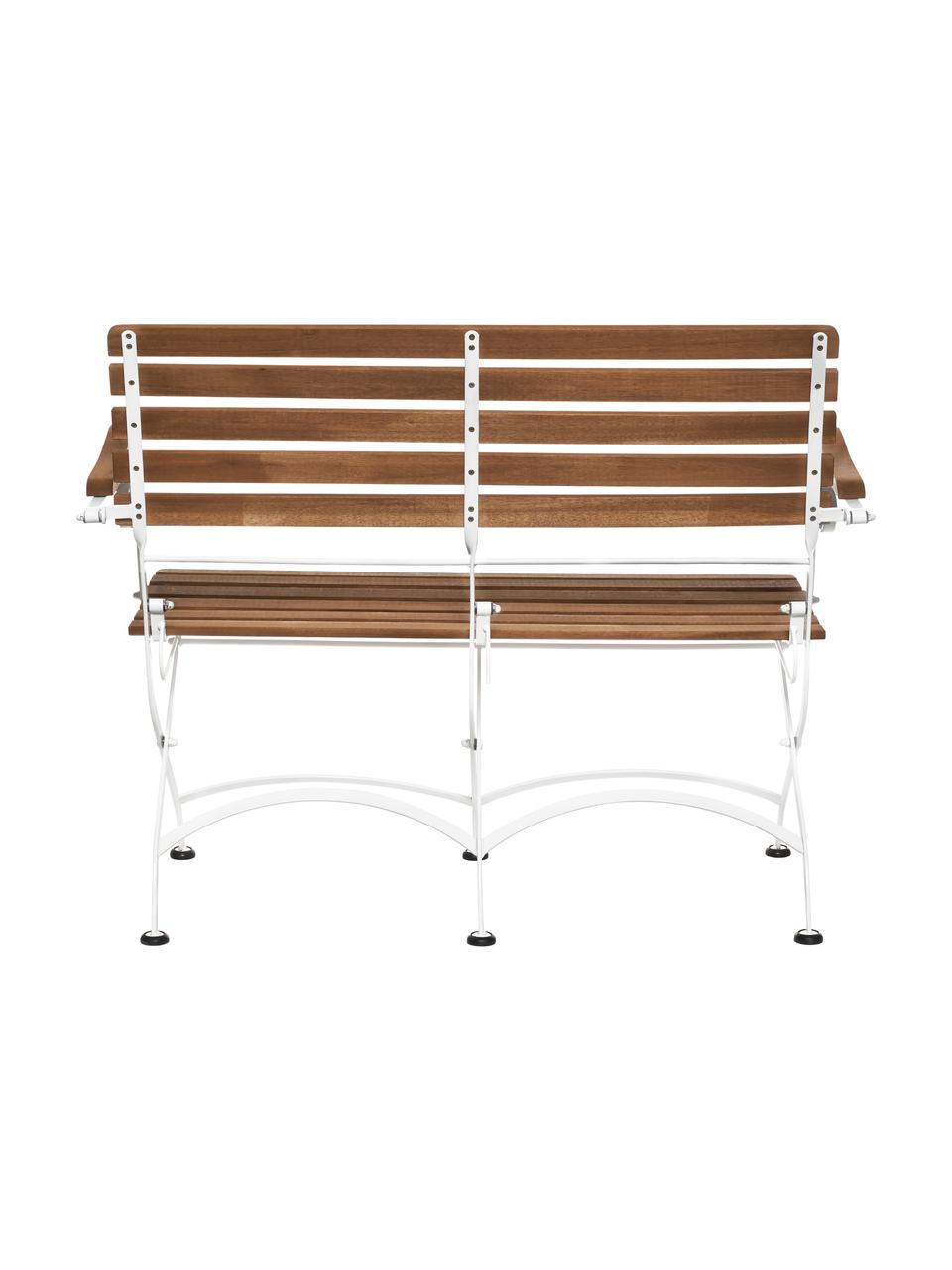 Banc pliant de jardin à accoudoirs Parklife, Blanc, bois d'acacia